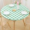 imageSmiry Round Picnic Table Cloth Elastic Waterproof Fitted Vinyl Tablecloth for 36quot44quot Tables Flannel Backed Buffalo Plaid Table Covers for Dining Camping Outdoor White and AquaSage Green and White