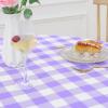 imageSmiry Round Picnic Table Cloth Elastic Waterproof Fitted Vinyl Tablecloth for 36quot44quot Tables Flannel Backed Buffalo Plaid Table Covers for Dining Camping Outdoor White and AquaPurple and White