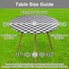 imageSmiry Round Picnic Table Cloth Elastic Waterproof Fitted Vinyl Tablecloth for 36quot44quot Tables Flannel Backed Buffalo Plaid Table Covers for Dining Camping Outdoor White and AquaBlack and White