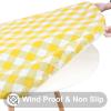 imageSmiry Round Picnic Table Cloth Elastic Waterproof Fitted Vinyl Tablecloth for 36quot44quot Tables Flannel Backed Buffalo Plaid Table Covers for Dining Camping Outdoor White and AquaYellow and White