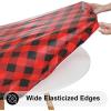 imageSmiry Round Picnic Table Cloth Elastic Waterproof Fitted Vinyl Tablecloth for 36quot44quot Tables Flannel Backed Buffalo Plaid Table Covers for Dining Camping Outdoor White and AquaRed and Black