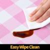imageSmiry Round Picnic Table Cloth Elastic Waterproof Fitted Vinyl Tablecloth for 36quot44quot Tables Flannel Backed Buffalo Plaid Table Covers for Dining Camping Outdoor White and AquaPink and White