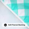 imageSmiry Round Picnic Table Cloth Elastic Waterproof Fitted Vinyl Tablecloth for 36quot44quot Tables Flannel Backed Buffalo Plaid Table Covers for Dining Camping Outdoor White and AquaTeal and White
