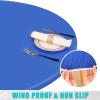 imageSmiry Round Picnic Tablecloth Waterproof Elastic Fitted Table Covers for 36quot  44quot Tables Wipeable Flannel Backed Vinyl Tablecloths for Camping Indoor Outdoor Coffee ampamp WhiteBlue