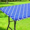 imageSmiry Rectangle Picnic Table Cover Waterproof Elastic Fitted Camping Tablecloths for 6 Foot Tables Wipeable Flannel Backed Vinyl Tablecloth Protector for Indoor Outdoor Coffee 30x72 InchesBlue