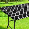 imageSmiry Rectangle Picnic Table Cover Waterproof Elastic Fitted Camping Tablecloths for 6 Foot Tables Wipeable Flannel Backed Vinyl Tablecloth Protector for Indoor Outdoor Coffee 30x72 InchesBlack