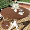 imageSmiry Round Picnic Tablecloth Waterproof Elastic Fitted Table Covers for 36quot  44quot Tables Wipeable Flannel Backed Vinyl Tablecloths for Camping Indoor Outdoor Coffee ampamp WhiteBrown