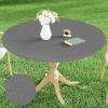 imageSmiry Round Picnic Tablecloth Waterproof Elastic Fitted Table Covers for 36quot  44quot Tables Wipeable Flannel Backed Vinyl Tablecloths for Camping Indoor Outdoor Coffee ampamp WhiteGrey