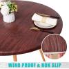 imageSmiry Round Picnic Tablecloth Waterproof Elastic Fitted Table Covers for 45quot  56quot Tables Wipeable Flannel Backed Vinyl Tablecloths for Camping Indoor Outdoor Reddish Brown