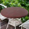 imageSmiry Round Picnic Tablecloth Waterproof Elastic Fitted Table Covers for 45quot  56quot Tables Wipeable Flannel Backed Vinyl Tablecloths for Camping Indoor Outdoor Reddish Brown