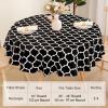 imageSmiry Round Plastic Table Cloth Waterproof Vinyl Tablecloth with Flannel Backing for Round Tables Wipeable ampamp Spillproof for Dining Camping Indoor and Outdoor 60quot Round WhiteBlack
