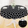 imageSmiry Round Plastic Table Cloth Waterproof Vinyl Tablecloth with Flannel Backing for Round Tables Wipeable ampamp Spillproof for Dining Camping Indoor and Outdoor 60quot Round WhiteBlack