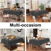 imageSmiry Round Plastic Table Cloth Waterproof Vinyl Tablecloth with Flannel Backing for Round Tables Wipeable ampamp Spillproof for Dining Camping Indoor and Outdoor 60quot Round WhiteBlack