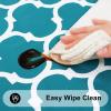 imageSmiry Round Plastic Table Cloth Waterproof Vinyl Tablecloth with Flannel Backing for Round Tables Wipeable ampamp Spillproof for Dining Camping Indoor and Outdoor 60quot Round WhiteTeal