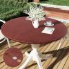 imageSmiry Round Picnic Tablecloth Waterproof Elastic Fitted Table Covers for 45quot  56quot Tables Wipeable Flannel Backed Vinyl Tablecloths for Camping Indoor Outdoor Reddish Brown