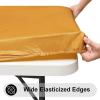 imageSmiry Rectangle Tablecloth Elastic Fitted Flannel Backed Vinyl Tablecloths for 6ft Folding Tables Waterproof Wipeable Table Covers for Indoor Outdoor Picnic and Camping Mustard Yellow 30quotx72quot
