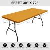 imageSmiry Rectangle Tablecloth Elastic Fitted Flannel Backed Vinyl Tablecloths for 6ft Folding Tables Waterproof Wipeable Table Covers for Indoor Outdoor Picnic and Camping Mustard Yellow 30quotx72quot