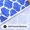 imageSmiry Round Picnic Tablecloth Waterproof Elastic Fitted Table Covers for 45quot  56quot Tables Wipeable Flannel Backed Vinyl Tablecloths for Camping Indoor Outdoor Black ampamp WhiteBlue  White