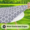 imageSmiry Round Picnic Tablecloth Waterproof Elastic Fitted Table Covers for 45quot  56quot Tables Wipeable Flannel Backed Vinyl Tablecloths for Camping Indoor Outdoor Black ampamp WhiteGrey  White