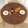 imageSmiry Round Picnic Tablecloth Waterproof Elastic Fitted Table Covers for 45quot  56quot Tables Wipeable Flannel Backed Vinyl Tablecloths for Camping Indoor Outdoor Black ampamp WhiteBrown