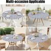 imageSmiry Round Picnic Tablecloth Waterproof Elastic Fitted Table Covers for 45quot  56quot Tables Wipeable Flannel Backed Vinyl Tablecloths for Camping Indoor Outdoor Black ampamp WhiteGrey  White
