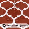 imageSmiry Round Picnic Tablecloth Waterproof Elastic Fitted Table Covers for 45quot  56quot Tables Wipeable Flannel Backed Vinyl Tablecloths for Camping Indoor Outdoor Black ampamp WhiteRust  White