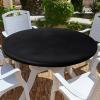 imageSmiry Round Picnic Tablecloth Waterproof Elastic Fitted Table Covers for 45quot  56quot Tables Wipeable Flannel Backed Vinyl Tablecloths for Camping Indoor Outdoor Black ampamp WhiteBlack