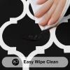 imageSmiry Round Picnic Tablecloth Waterproof Elastic Fitted Table Covers for 45quot  56quot Tables Wipeable Flannel Backed Vinyl Tablecloths for Camping Indoor Outdoor Black ampamp WhiteBlack  White