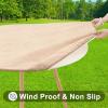 imageSmiry Round Picnic Tablecloth Waterproof Elastic Fitted Table Covers for 45quot  56quot Tables Wipeable Flannel Backed Vinyl Tablecloths for Camping Indoor Outdoor Black ampamp WhiteBeige
