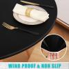 imageSmiry Round Picnic Tablecloth Waterproof Elastic Fitted Table Covers for 45quot  56quot Tables Wipeable Flannel Backed Vinyl Tablecloths for Camping Indoor Outdoor Black ampamp WhiteBlack