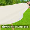 imageSmiry Round Picnic Tablecloth Waterproof Elastic Fitted Table Covers for 45quot  56quot Tables Wipeable Flannel Backed Vinyl Tablecloths for Camping Indoor Outdoor Black ampamp WhiteIvory