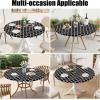 imageSmiry Round Picnic Tablecloth Waterproof Elastic Fitted Table Covers for 45quot  56quot Tables Wipeable Flannel Backed Vinyl Tablecloths for Camping Indoor Outdoor Black ampamp WhiteBlack  White