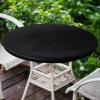 imageSmiry Round Picnic Tablecloth Waterproof Elastic Fitted Table Covers for 45quot  56quot Tables Wipeable Flannel Backed Vinyl Tablecloths for Camping Indoor Outdoor Black ampamp WhiteBlack