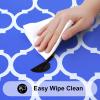 imageSmiry Round Picnic Tablecloth Waterproof Elastic Fitted Table Covers for 45quot  56quot Tables Wipeable Flannel Backed Vinyl Tablecloths for Camping Indoor Outdoor Black ampamp WhiteBlue  White