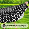 imageSmiry Round Picnic Tablecloth Waterproof Elastic Fitted Table Covers for 45quot  56quot Tables Wipeable Flannel Backed Vinyl Tablecloths for Camping Indoor Outdoor Black ampamp WhiteBlack  White