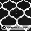 imageSmiry Round Picnic Tablecloth Waterproof Elastic Fitted Table Covers for 45quot  56quot Tables Wipeable Flannel Backed Vinyl Tablecloths for Camping Indoor Outdoor Black ampamp WhiteBlack  White