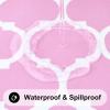 imageSmiry Round Plastic Table Cloth Waterproof Vinyl Tablecloth with Flannel Backing for Round Tables Wipeable Spillproof Tablecloths for Dining Camping Indoor and Outdoor 60quot Round BlackPink