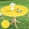imageSmiry Round Picnic Tablecloth Waterproof Elastic Fitted Table Covers for 45quot  56quot Tables Wipeable Flannel Backed Vinyl Tablecloths for Camping Indoor Outdoor Black ampamp WhiteYellow