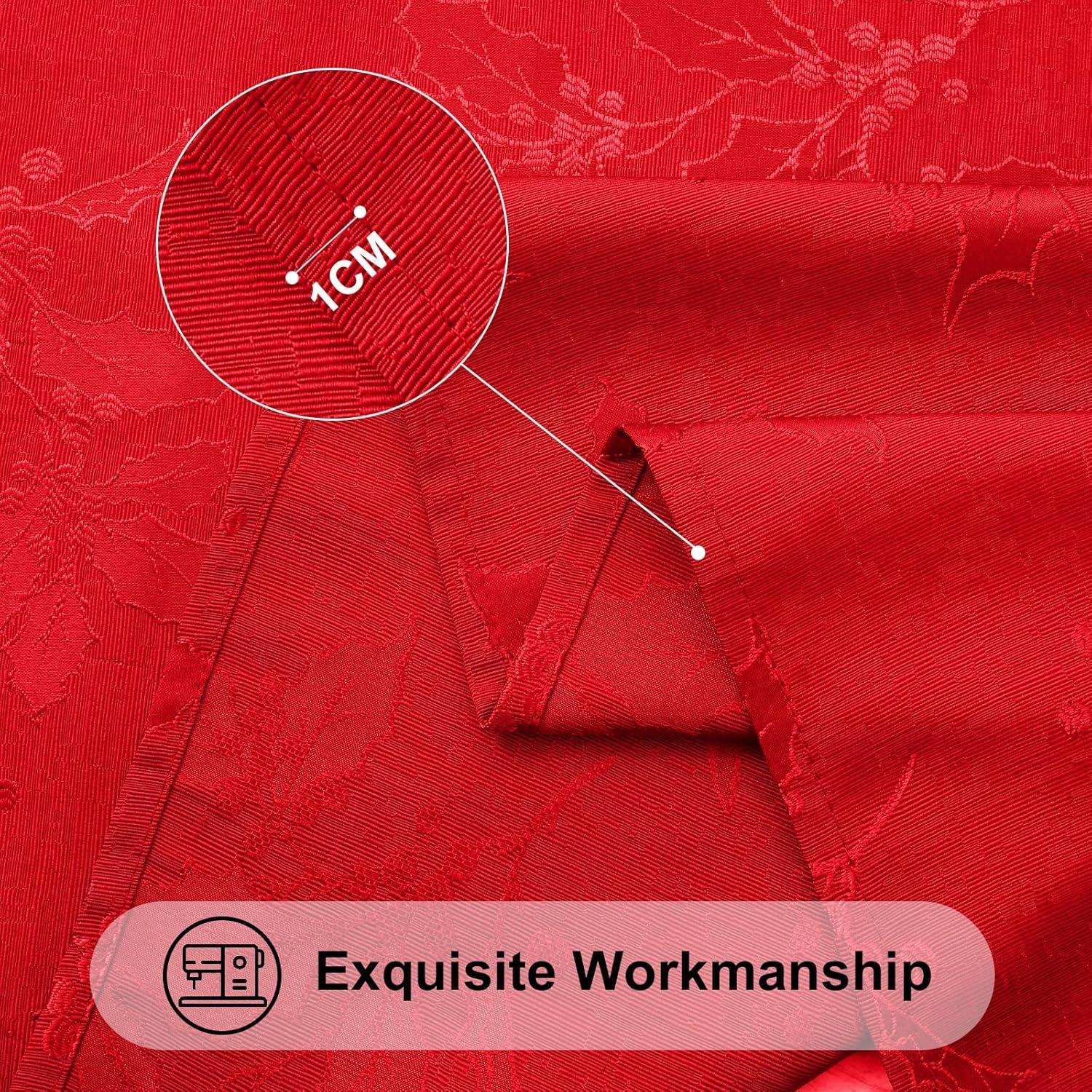 imageSmiry Rectangle Christmas Red Tablecloth 60x84 Inch Waterproof Damask Table Cloth Holly Patterns Fabric Table Covers for Christmas Dinner and New Year Celebration BurgundyBurgundy