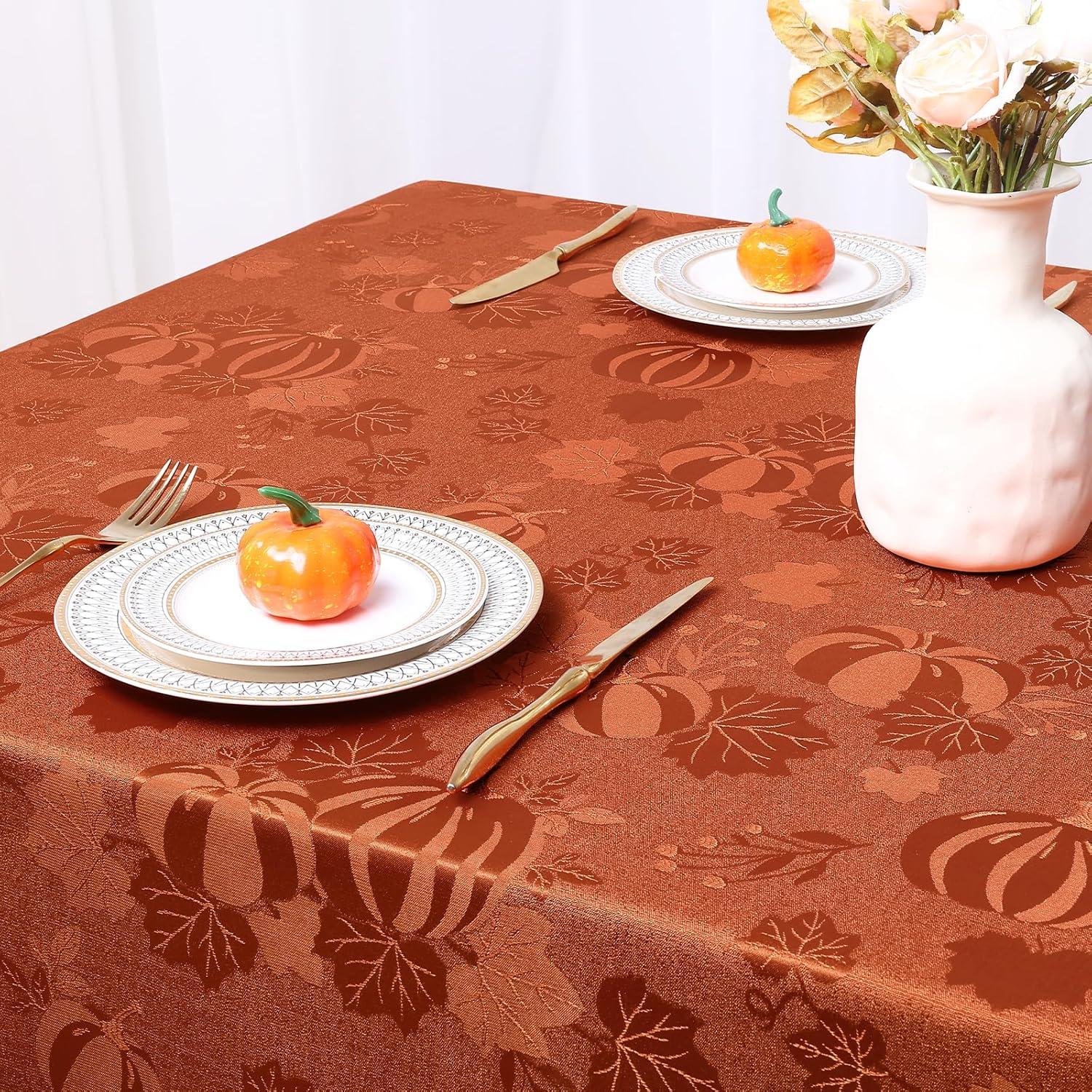 imageSmiry Rectangle Christmas Red Tablecloth 60x84 Inch Waterproof Damask Table Cloth Holly Patterns Fabric Table Covers for Christmas Dinner and New Year Celebration BurgundyTerracotta