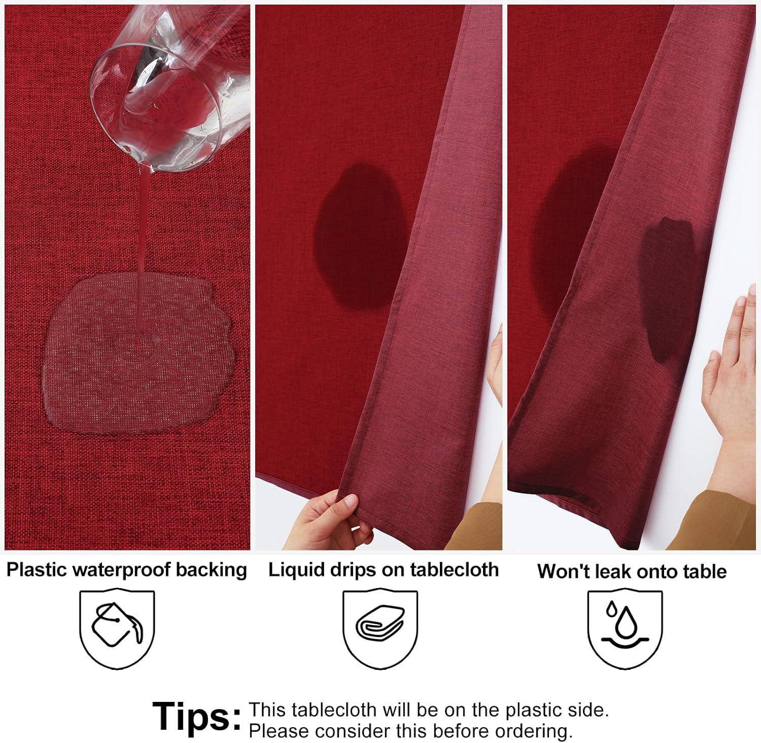 imageSmiry Rectangle Faux Linen Table Cloth Waterproof Burlap Fabric Tablecloth Washable Decorative Farmhouse Table Covers for Kitchen Dining Parties 52x70 Red