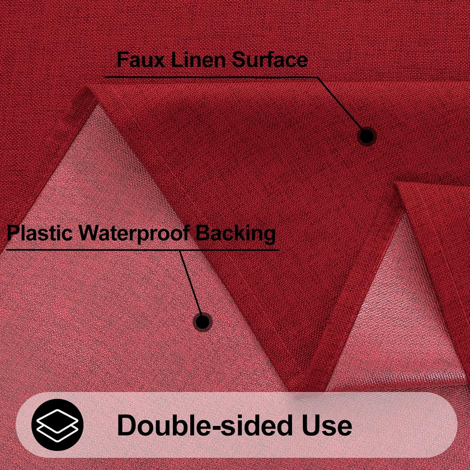 imageSmiry Rectangle Faux Linen Table Cloth Waterproof Burlap Fabric Tablecloth Washable Decorative Farmhouse Table Covers for Kitchen Dining Parties 52x70 Red