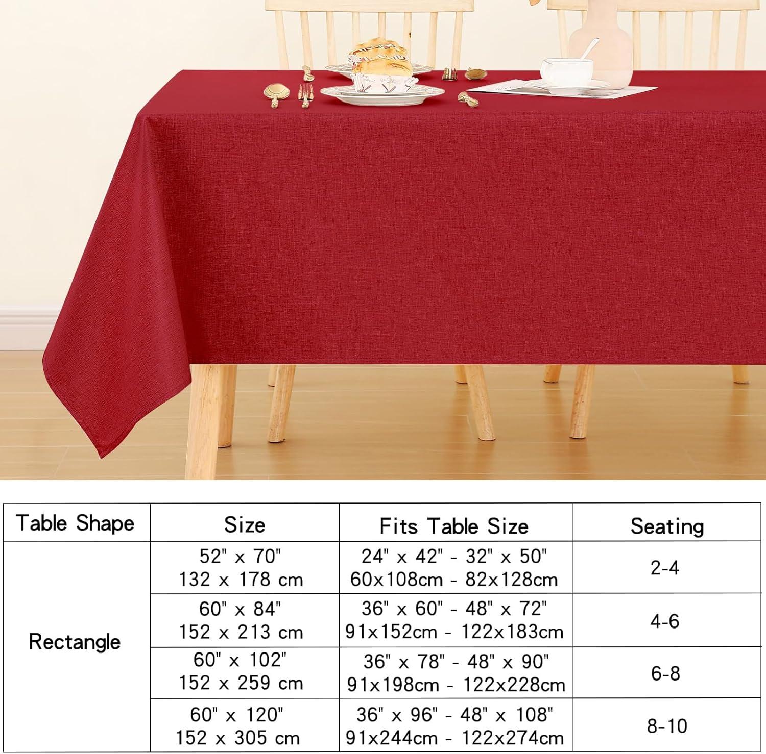 imageSmiry Rectangle Faux Linen Table Cloth Waterproof Burlap Fabric Tablecloth Washable Decorative Farmhouse Table Covers for Kitchen Dining Parties 52x70 Red