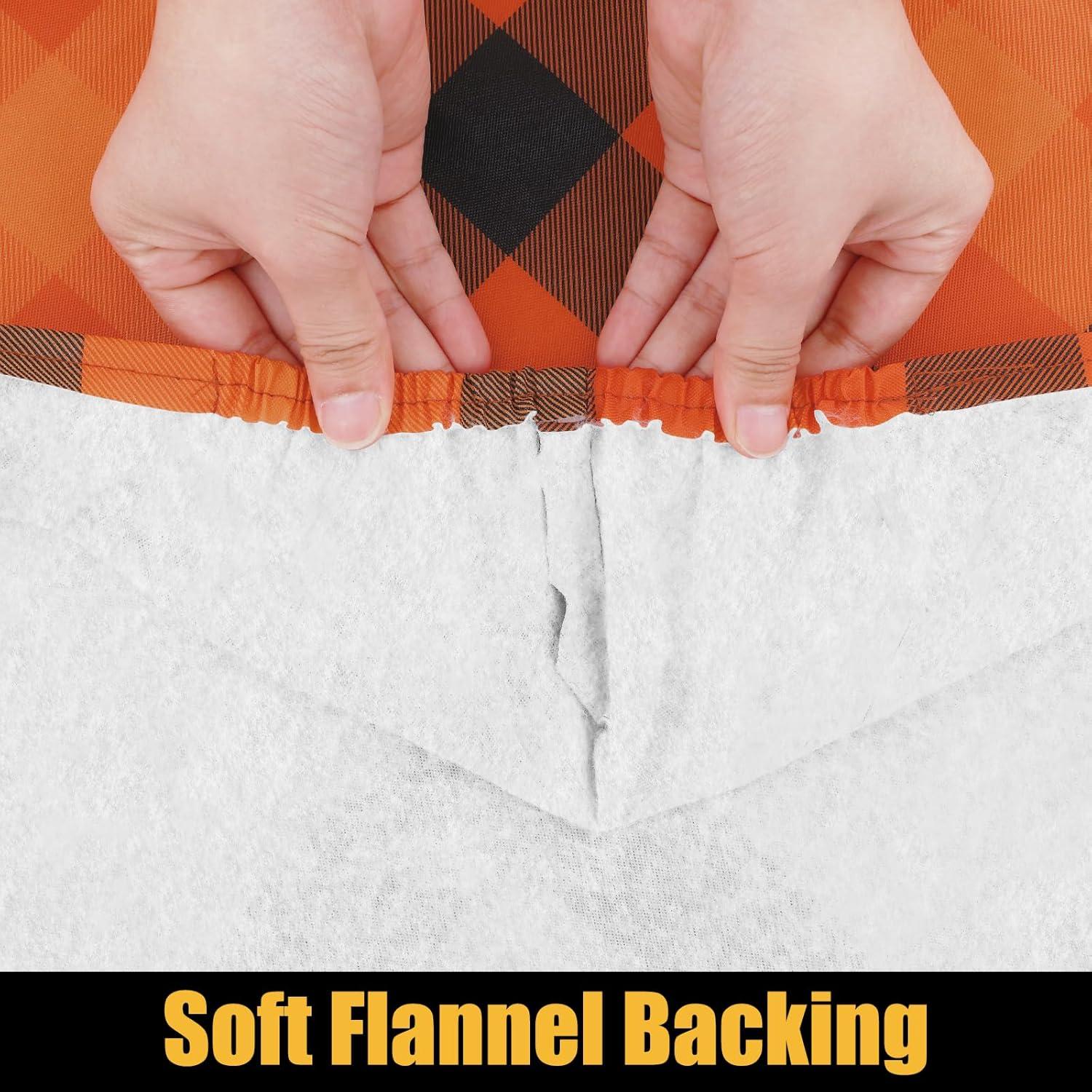 imageSmiry Rectangle Picnic Table Cloth Elastic Waterproof Fitted Vinyl Tablecloth for 4 FT Tables Flannel Backed Buffalo Plaid Table Covers for Dining Camping Outdoor White and Grey 30quot x 48quotOrange and Yellow