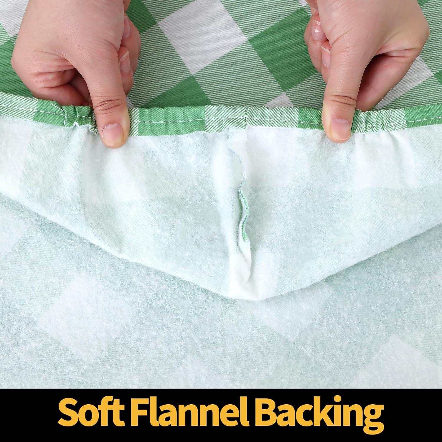 imageSmiry Rectangle Picnic Table Cloth Elastic Waterproof Fitted Vinyl Tablecloth for 4 FT Tables Flannel Backed Buffalo Plaid Table Covers for Dining Camping Outdoor White and Grey 30quot x 48quotSage Green and White