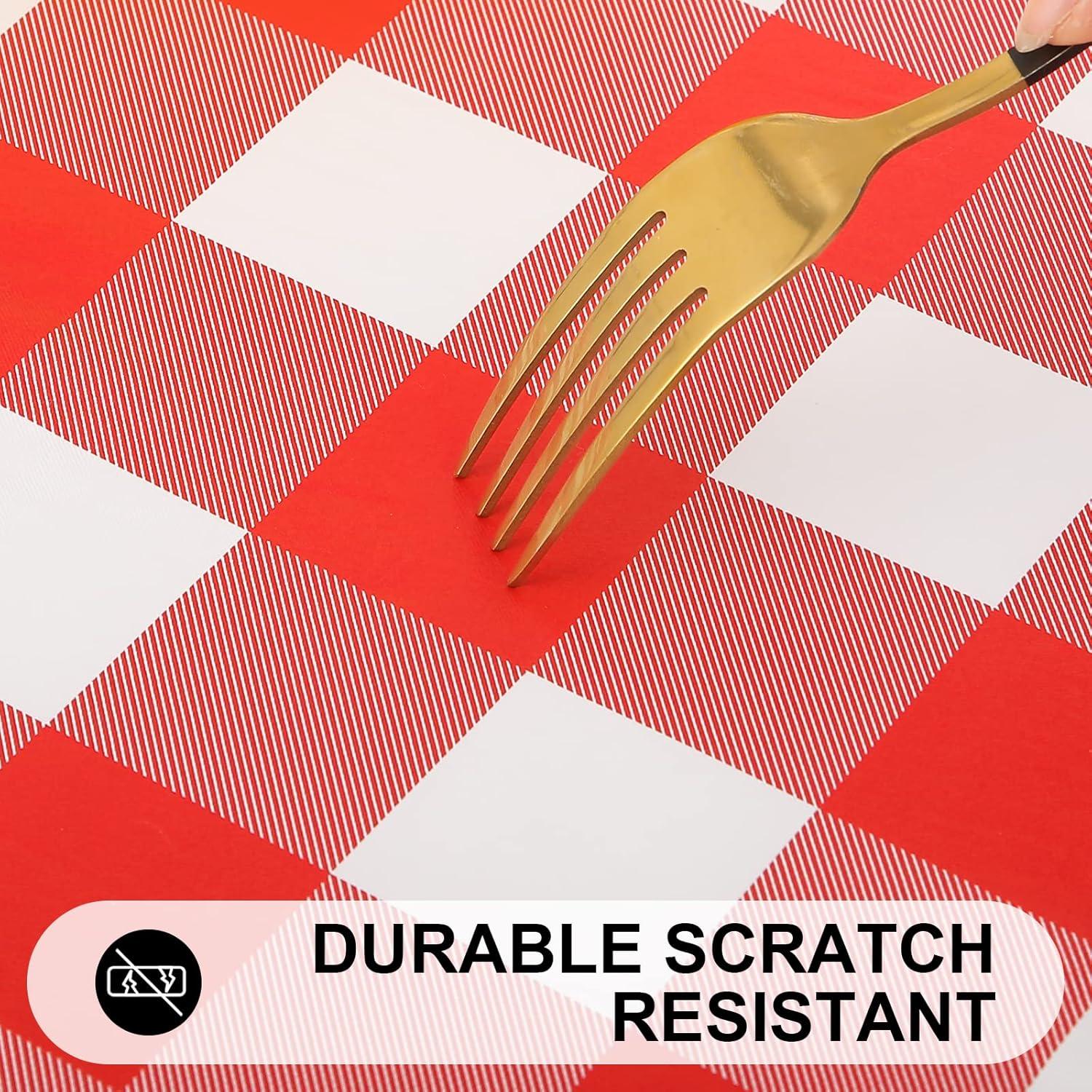 imageSmiry Rectangle Picnic Table Cloth Elastic Waterproof Fitted Vinyl Tablecloth for 4 FT Tables Flannel Backed Buffalo Plaid Table Covers for Dining Camping Outdoor White and Grey 30quot x 48quotRed and White