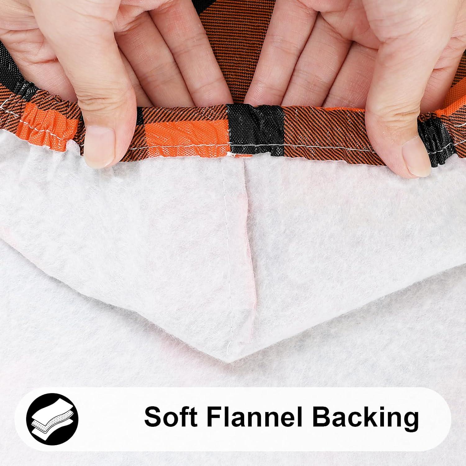 imageSmiry Rectangle Picnic Table Cloth Elastic Waterproof Fitted Vinyl Tablecloth for 4 FT Tables Flannel Backed Buffalo Plaid Table Covers for Dining Camping Outdoor White and Grey 30quot x 48quotOrange and Black