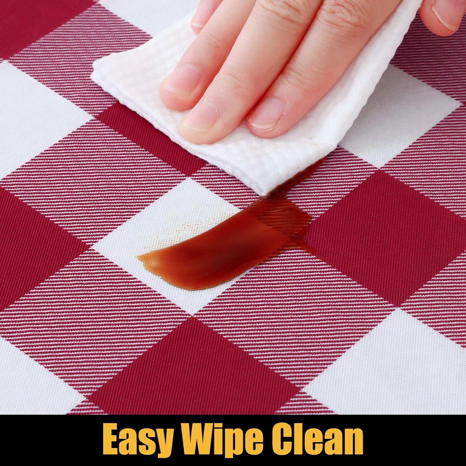 imageSmiry Rectangle Picnic Table Cloth Elastic Waterproof Fitted Vinyl Tablecloth for 4 FT Tables Flannel Backed Buffalo Plaid Table Covers for Dining Camping Outdoor White and Grey 30quot x 48quotBurgundy and White