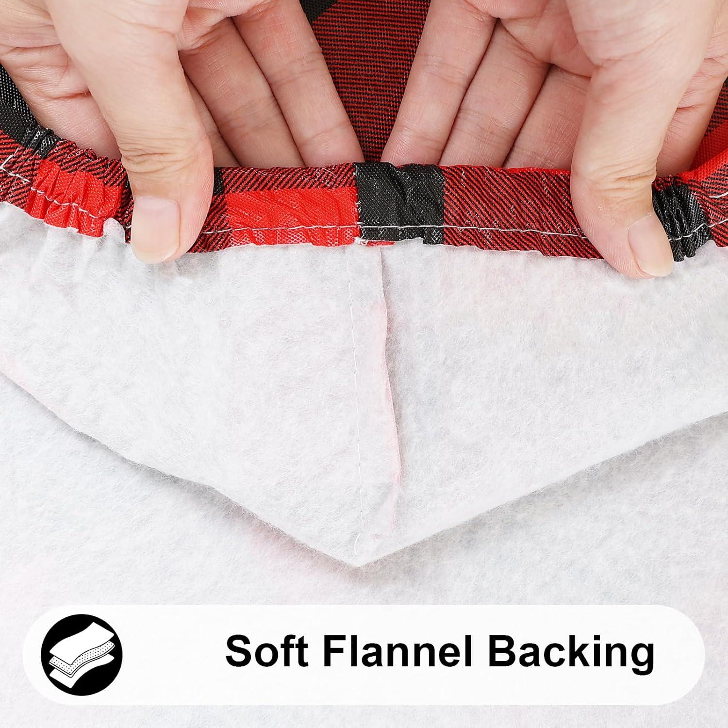 imageSmiry Rectangle Picnic Table Cloth Elastic Waterproof Fitted Vinyl Tablecloth for 4 FT Tables Flannel Backed Buffalo Plaid Table Covers for Dining Camping Outdoor White and Grey 30quot x 48quotRed and Black