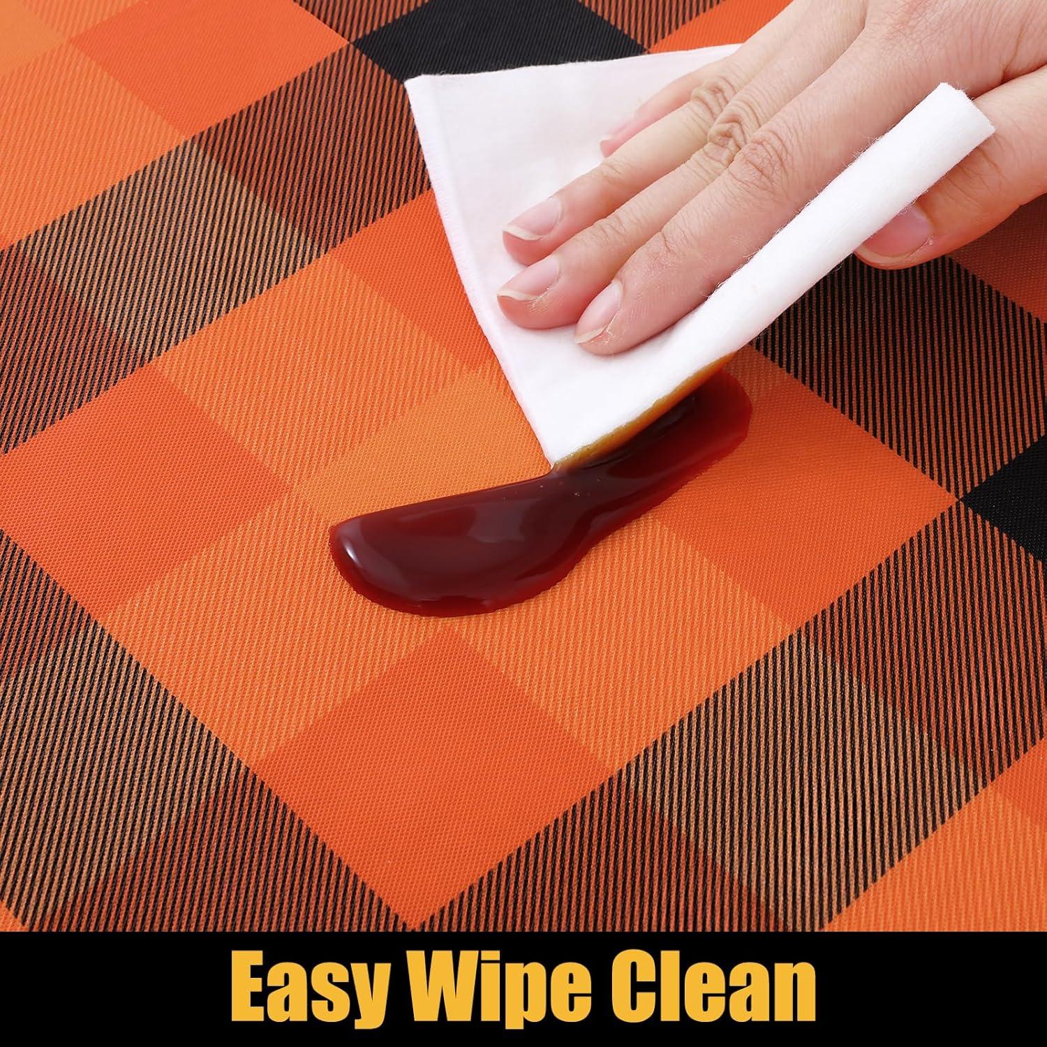 imageSmiry Rectangle Picnic Table Cloth Elastic Waterproof Fitted Vinyl Tablecloth for 4 FT Tables Flannel Backed Buffalo Plaid Table Covers for Dining Camping Outdoor White and Grey 30quot x 48quotOrange and Yellow